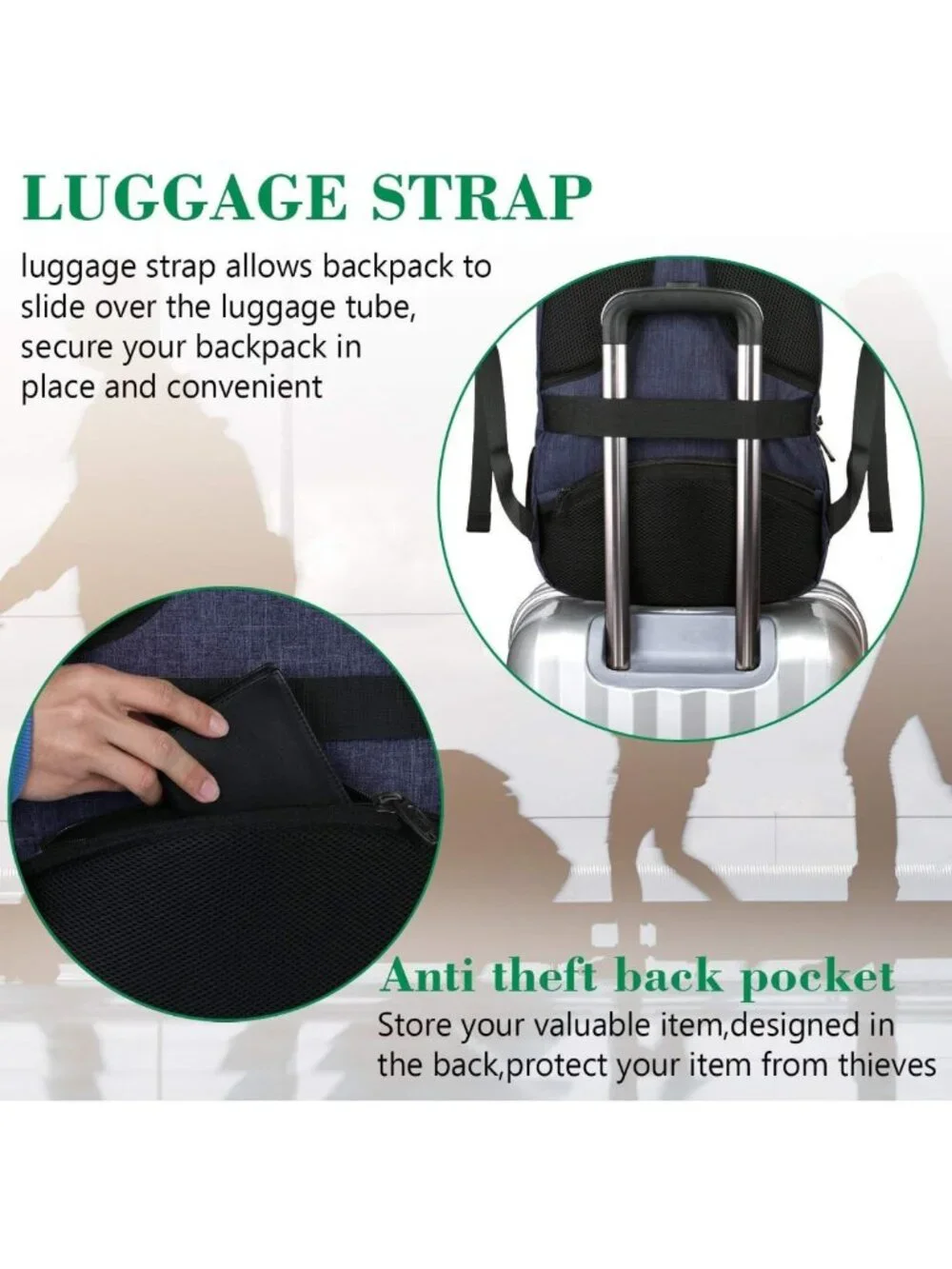 Slim Blue Laptop Backpack for Travel | Lightweight with Laptop Compartment